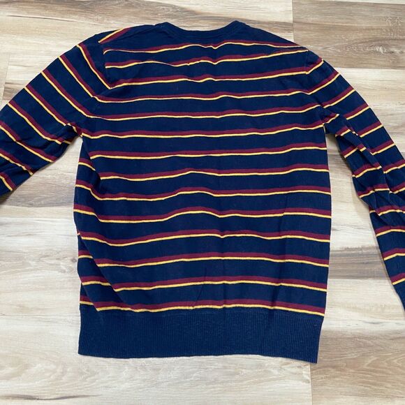 American Eagle Sweater Mens XL Navy Blue Striped V Neck Long Sleeve Pullover - Picture 7 of 7